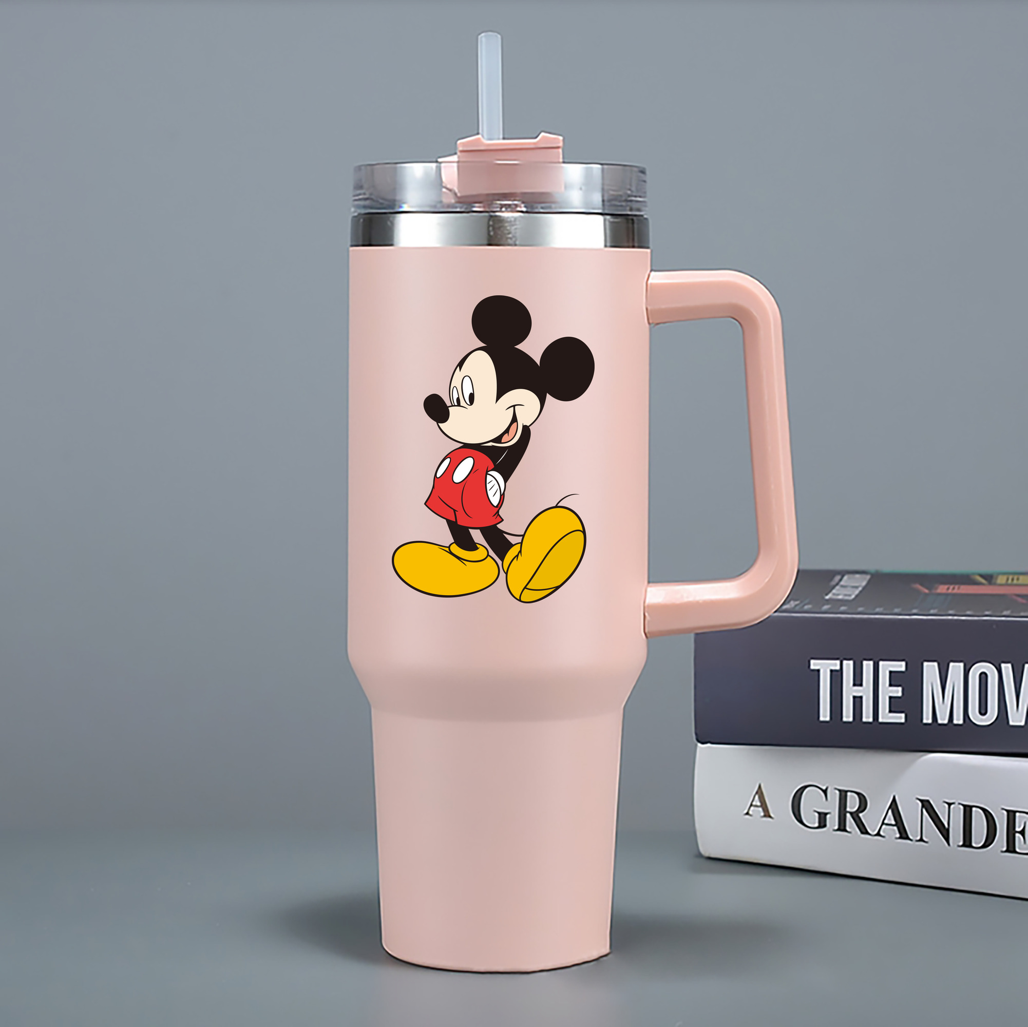 （画像用） ミッキーマウス Mickey Mouse 1200mL車用タンブラー - クリスタルステッカー（プラスチックストロー付き）